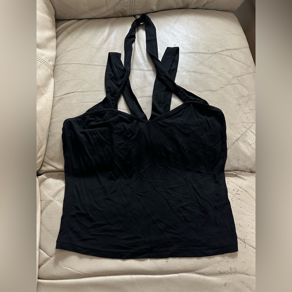 Halter crisscross cropped top
